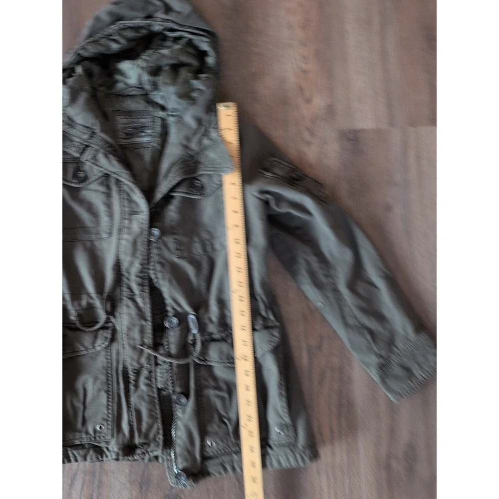 Levis Jacket Womens Med Green Field Hooded Pockets Outdoors Quilted Lined - Picture 10 of 14